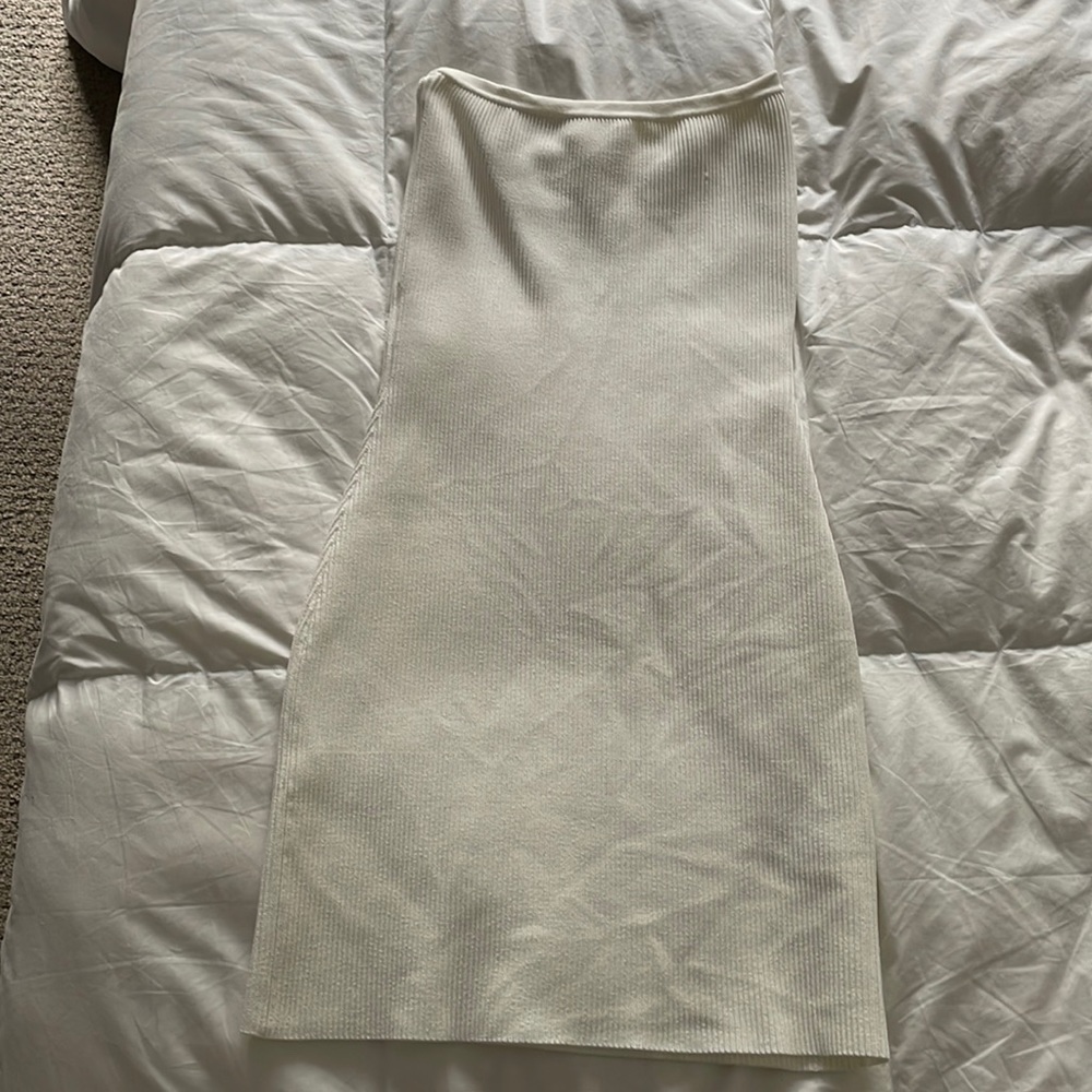 Aritzia Cream Ribbed Mini Dress